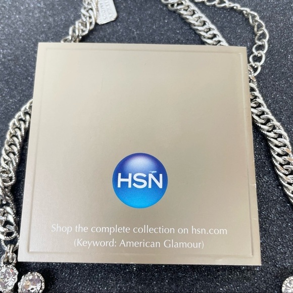 Orange Flower Rhinestone Silver American Glamour - Badgley Mischka Necklace - Picture 5 of 10